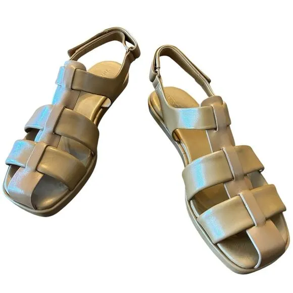 Vince Rava Strappy Fisherman Leather Sandals Minimal Sophisticated Tan NEW 9