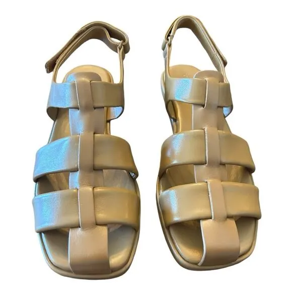 Vince Rava Strappy Fisherman Leather Sandals Minimal Sophisticated Tan NEW 9