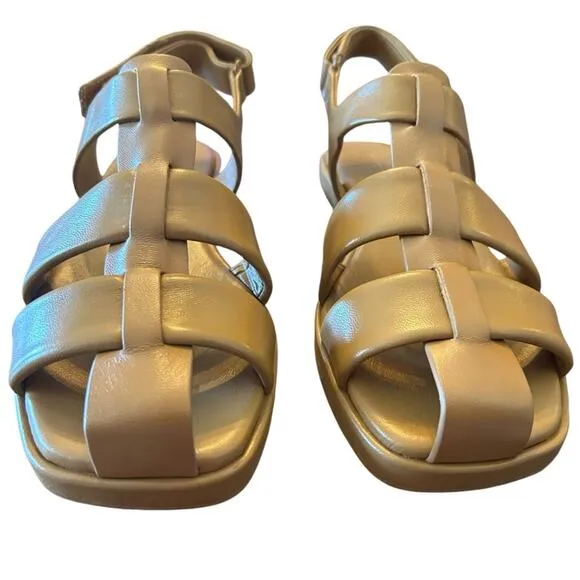 Vince Rava Strappy Fisherman Leather Sandals Minimal Sophisticated Tan NEW 9
