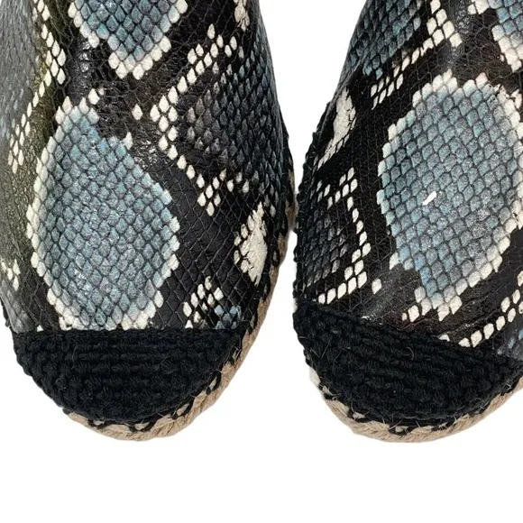VINCE Wedge Mules SZ 6 Snake Print Espadrille Cap Toe Slingback Sandals