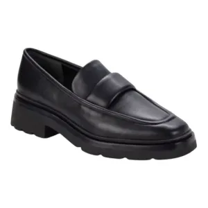 Vince Womens Robin Apron Toe Leather Black Chunky Lug Sole Penny Loafers Sz 7.5