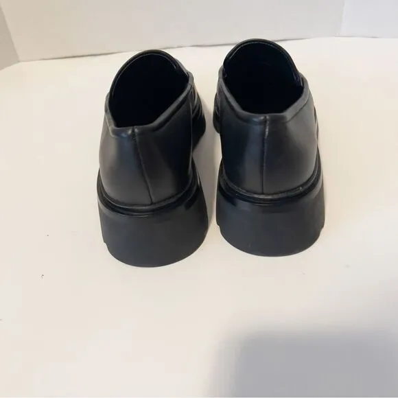 Vince Womens Robin Apron Toe Leather Black Chunky Lug Sole Penny Loafers Sz 7.5