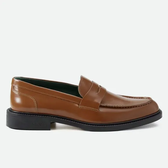 Vinny's Men's Townee Penny Loafer in Cognac Polido Leather
