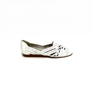 Vintage 1980s white leather strappy cutout slip on sandal flats
