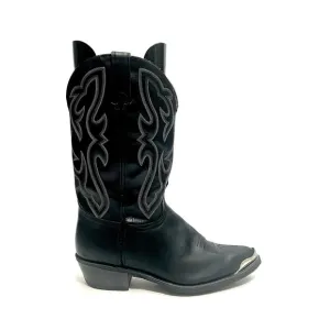 Vintage 1990s men’s black leather western style cowboy boots