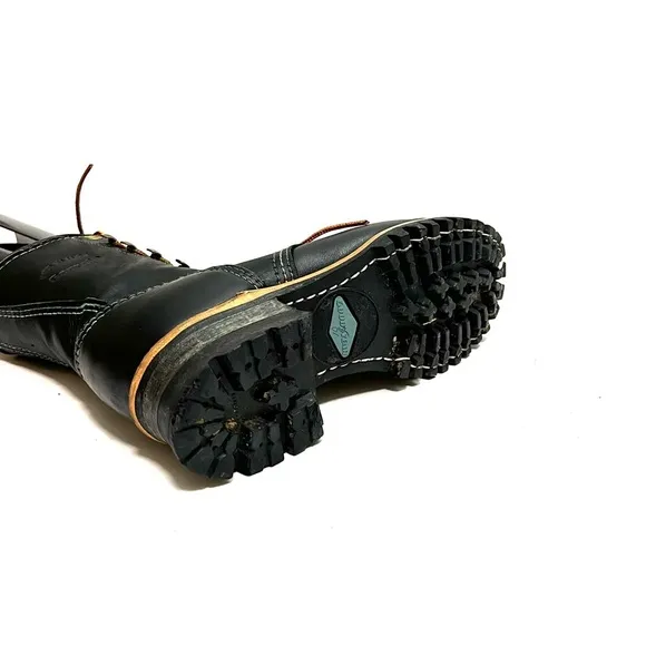 Vintage 1990s women’s black leather lace up chunky work boots
