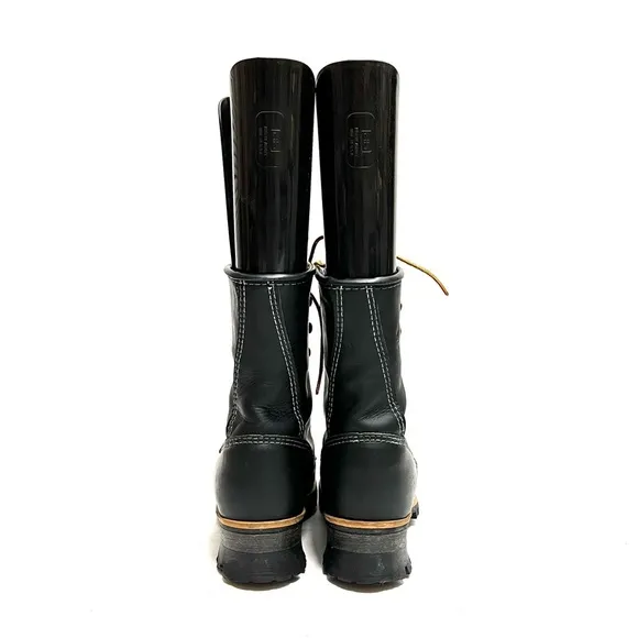 Vintage 1990s women’s black leather lace up chunky work boots