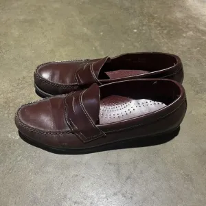Vintage 80s Maroon Leather Penny Loafers 10.5