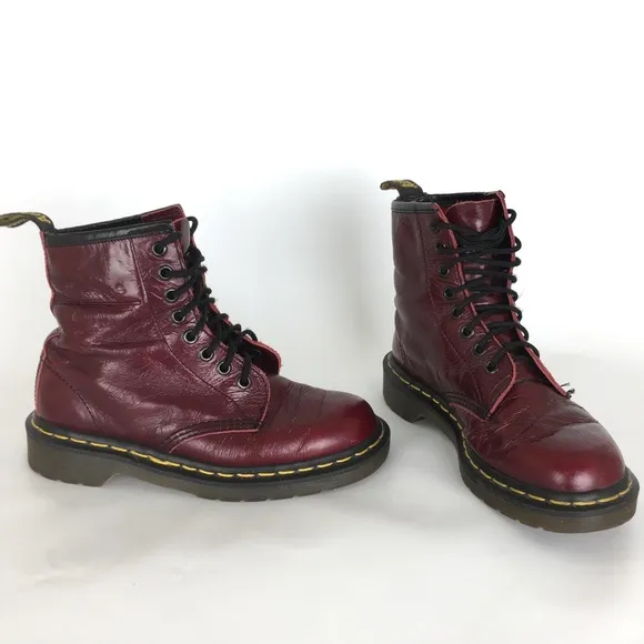 Vintage 90's Dr. Doc Martens Boots 9732 Red Made in England Grunge Unisex 4-6