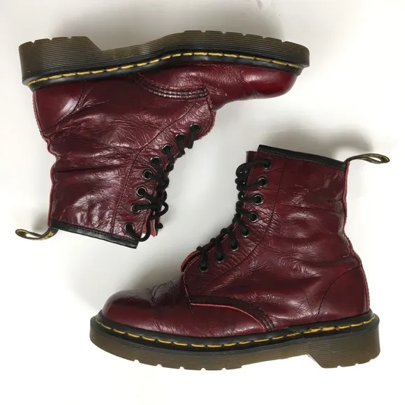 Vintage 90's Dr. Doc Martens Boots 9732 Red Made in England Grunge Unisex 4-6