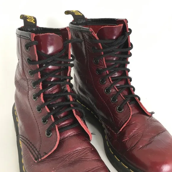Vintage 90's Dr. Doc Martens Boots 9732 Red Made in England Grunge Unisex 4-6
