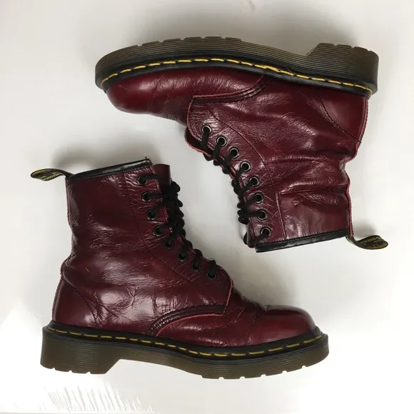 Vintage 90's Dr. Doc Martens Boots 9732 Red Made in England Grunge Unisex 4-6