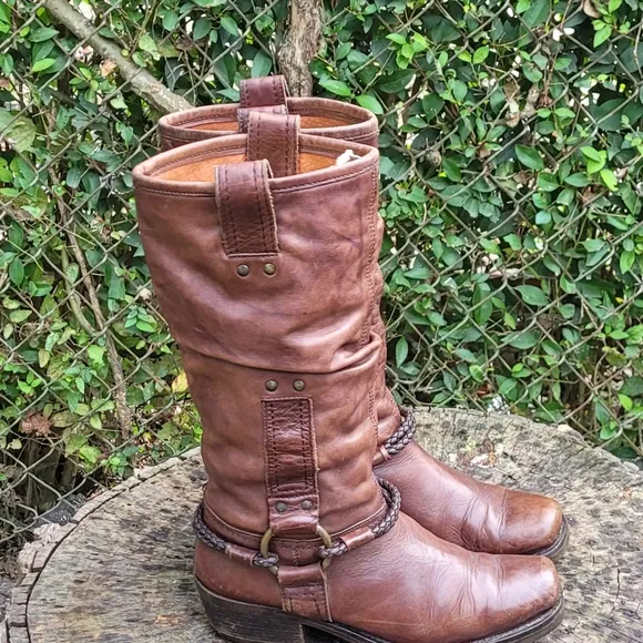 Vintage 90s Pull-On Slouch Boots/Steampunk Boots