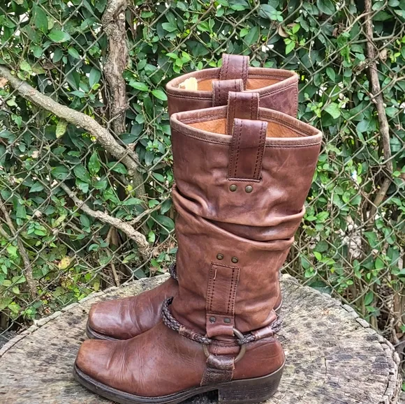 Vintage 90s Pull-On Slouch Boots/Steampunk Boots
