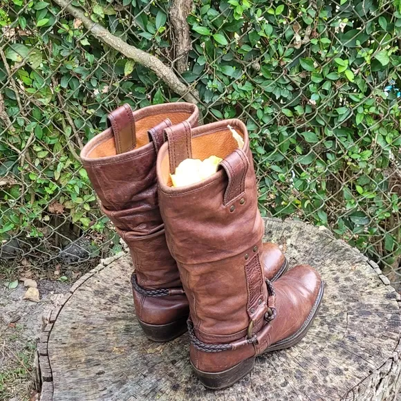 Vintage 90s Pull-On Slouch Boots/Steampunk Boots