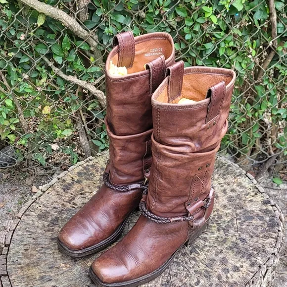 Vintage 90s Pull-On Slouch Boots/Steampunk Boots