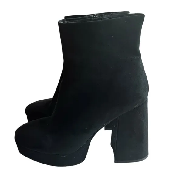 Vintage 90s Y2K Wild Pair Black Suede Platform Chunky High Heel Bratz Bo…