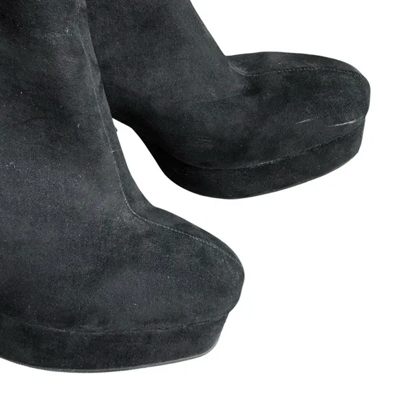 Vintage 90s Y2K Wild Pair Black Suede Platform Chunky High Heel Bratz Bo…
