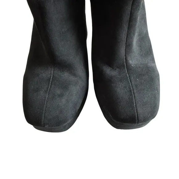 Vintage 90s Y2K Wild Pair Black Suede Platform Chunky High Heel Bratz Bo…