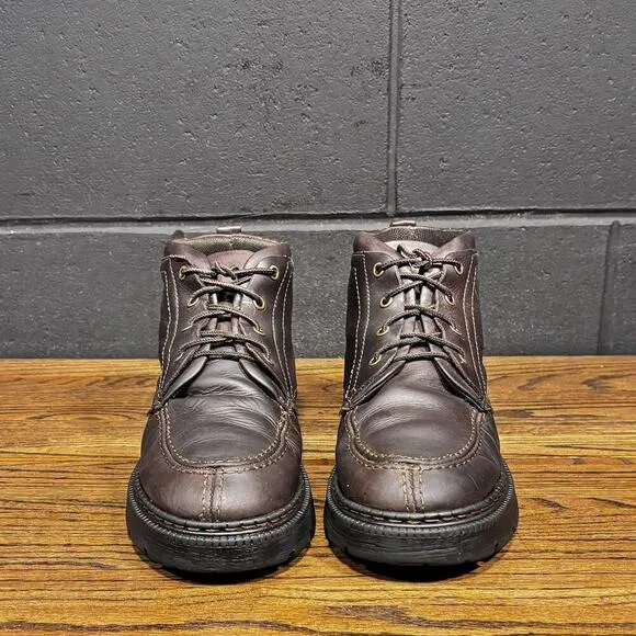 Vintage American Eagle Chunky Brown Leather Platform Moc Toe Boots Men’s 11