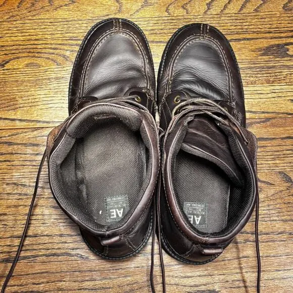 Vintage American Eagle Chunky Brown Leather Platform Moc Toe Boots Men’s 11