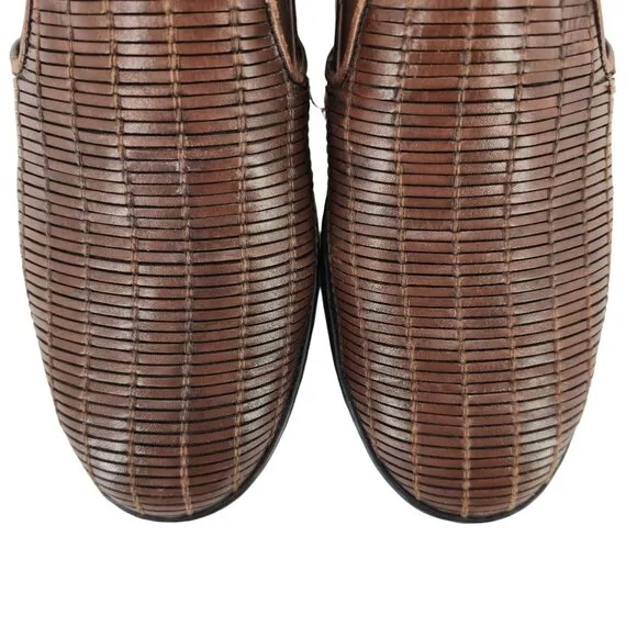 Vintage Bragano Italy Driving Casual Loafers Mens 8M Brown Basket Weave Slip-ons