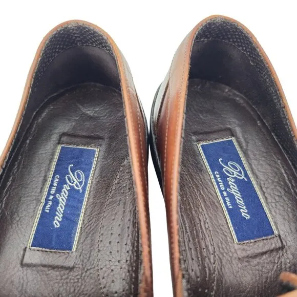 Vintage Bragano Italy Driving Casual Loafers Mens 8M Brown Basket Weave Slip-ons