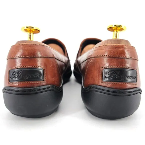 Vintage Bragano Italy Driving Casual Loafers Mens 8M Brown Basket Weave Slip-ons