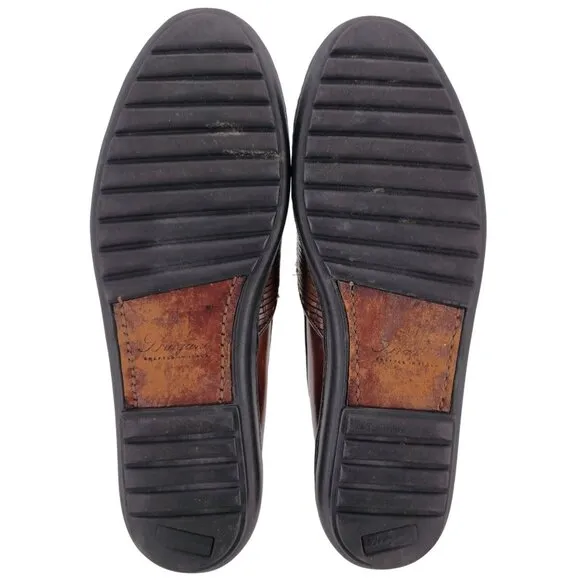 Vintage Bragano Italy Driving Casual Loafers Mens 8M Brown Basket Weave Slip-ons