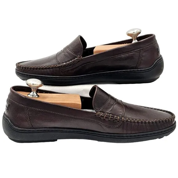 Vintage Bragano Loafers Cole Haan Italy Mens 7 Brown Leather Dress Shoes Loafers
