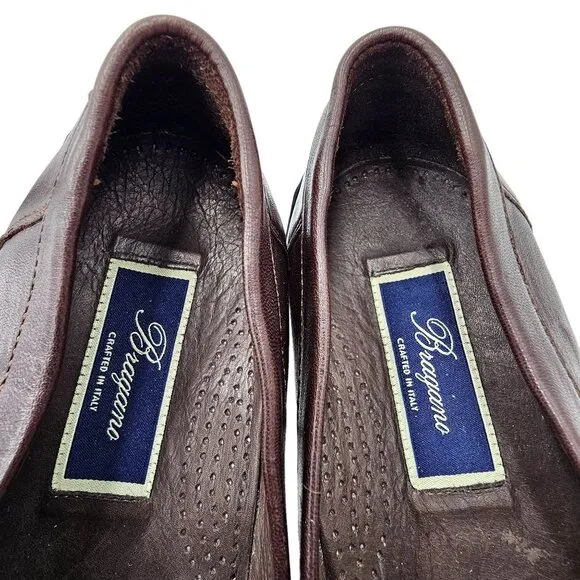 Vintage Bragano Loafers Cole Haan Italy Mens 7 Brown Leather Dress Shoes Loafers