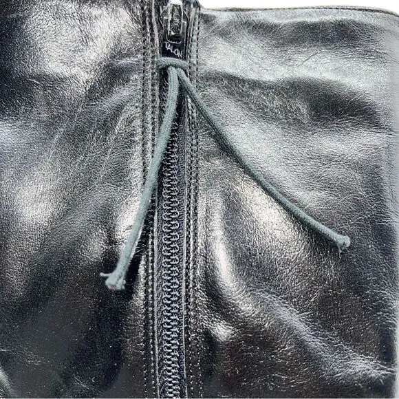 Vintage Cobbies Women Black Leather Mid-Calf Boots w/Cross Strap Details-Sz 7.5