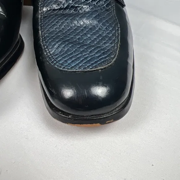 Vintage Dexter Penny Loafers Black Snake Skin Men's Size 9M Made in USA