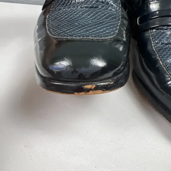 Vintage Dexter Penny Loafers Black Snake Skin Men's Size 9M Made in USA