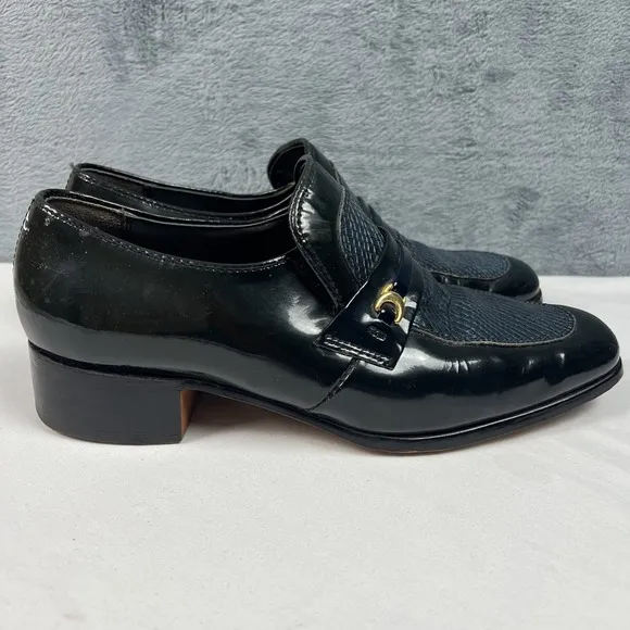 Vintage Dexter Penny Loafers Black Snake Skin Men's Size 9M Made in USA