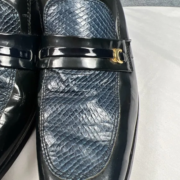 Vintage Dexter Penny Loafers Black Snake Skin Men's Size 9M Made in USA