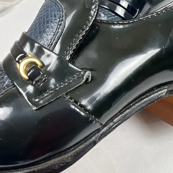 Vintage Dexter Penny Loafers Black Snake Skin Men's Size 9M Made in USA