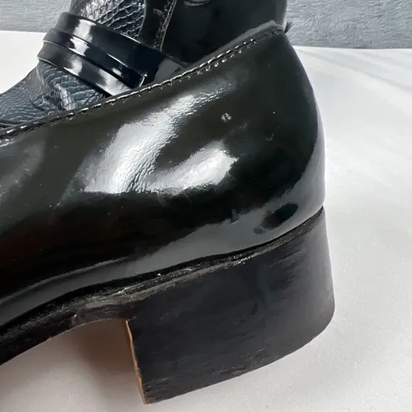 Vintage Dexter Penny Loafers Black Snake Skin Men's Size 9M Made in USA