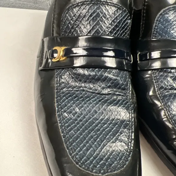 Vintage Dexter Penny Loafers Black Snake Skin Men's Size 9M Made in USA