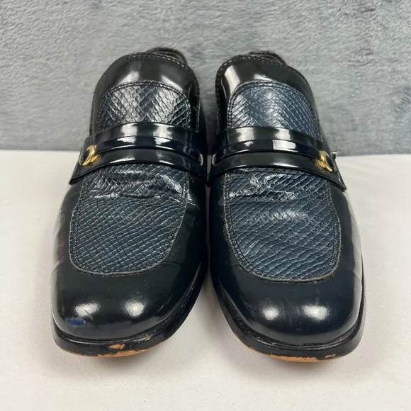 Vintage Dexter Penny Loafers Black Snake Skin Men's Size 9M Made in USA