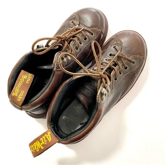 Vintage Doc Dr Martens 8287 Brown Leather Ankle Boots Size 6 8 Chunky Combat