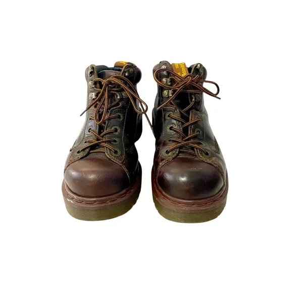 Vintage Doc Dr Martens 8287 Brown Leather Ankle Boots Size 6 8 Chunky Combat