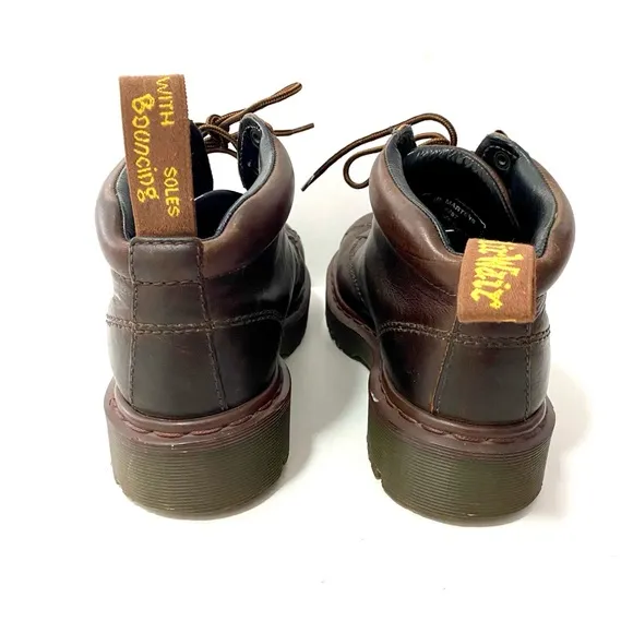 Vintage Doc Dr Martens 8287 Brown Leather Ankle Boots Size 6 8 Chunky Combat