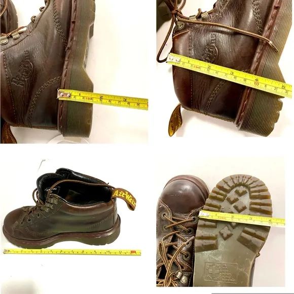 Vintage Doc Dr Martens 8287 Brown Leather Ankle Boots Size 6 8 Chunky Combat