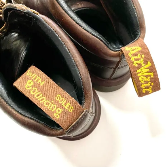 Vintage Doc Dr Martens 8287 Brown Leather Ankle Boots Size 6 8 Chunky Combat