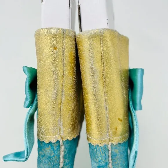 VINTAGE Irregular Choice SWAN LAKE Gold &amp; Blue Clear Heeled Boots