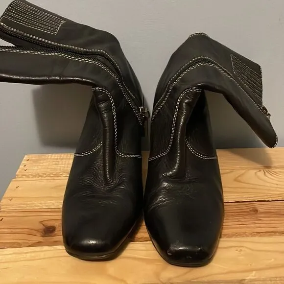 Vintage Kimel Mid Calf Black Leather Boots Sz 7