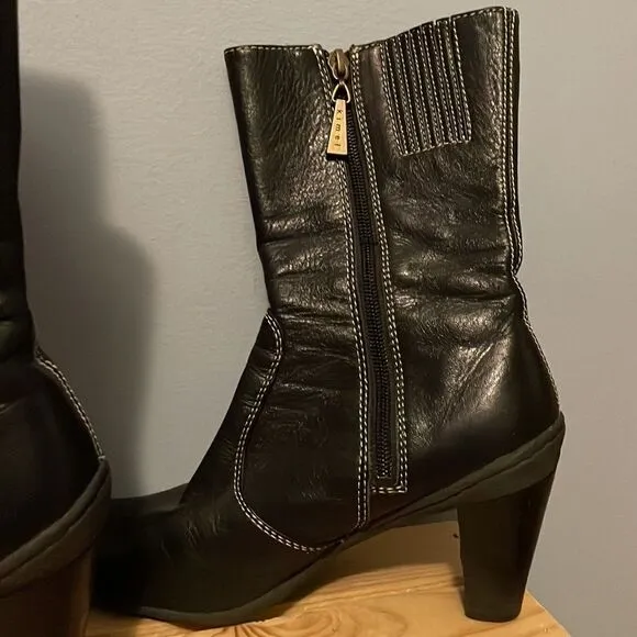 Vintage Kimel Mid Calf Black Leather Boots Sz 7