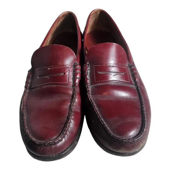 Vintage Men Classic Leather Penny Loafers Slip On Brown/Burgundy Size 11M