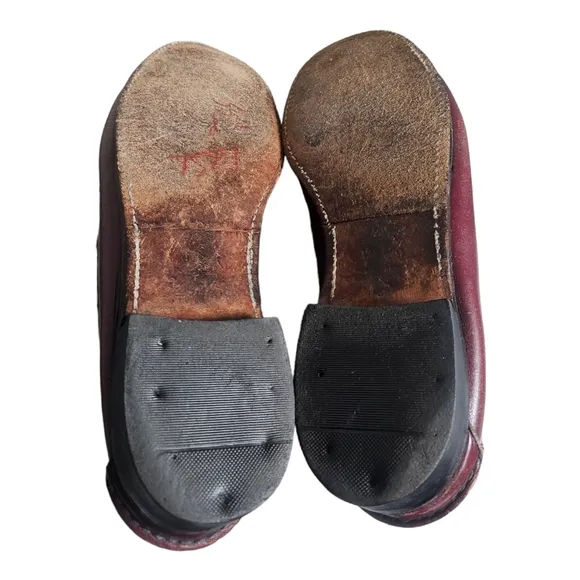 Vintage Men Classic Leather Penny Loafers Slip On Brown/Burgundy Size 11M